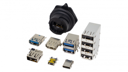 EDAC Standard USB+ family of connectors are available in all types A, B and C in vertical or right angle orientations. USB's combine data and power in a small package. Type C offers ten times the speed of conventional USB's and will mate in either direction.
